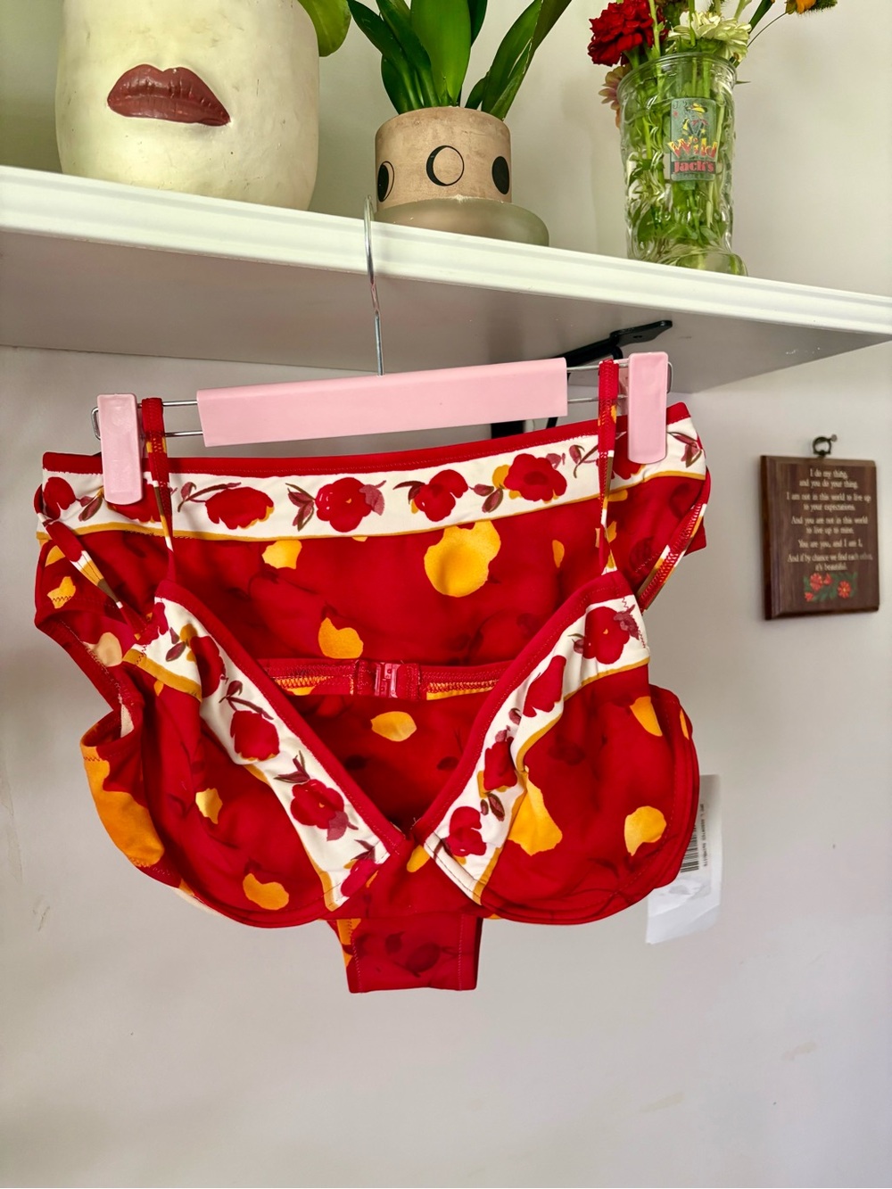 Red Floral-Print Women's Bikini Set - Vibrant Petal Design